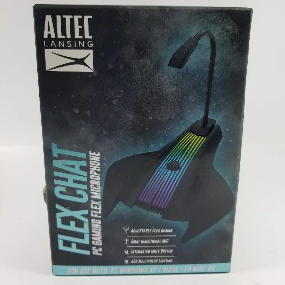 Flex Chat PC Gaming Flex Microphone, adjustable mute button multi color lighting